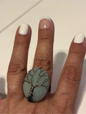 Handcrafted Green Tree of Life Ring